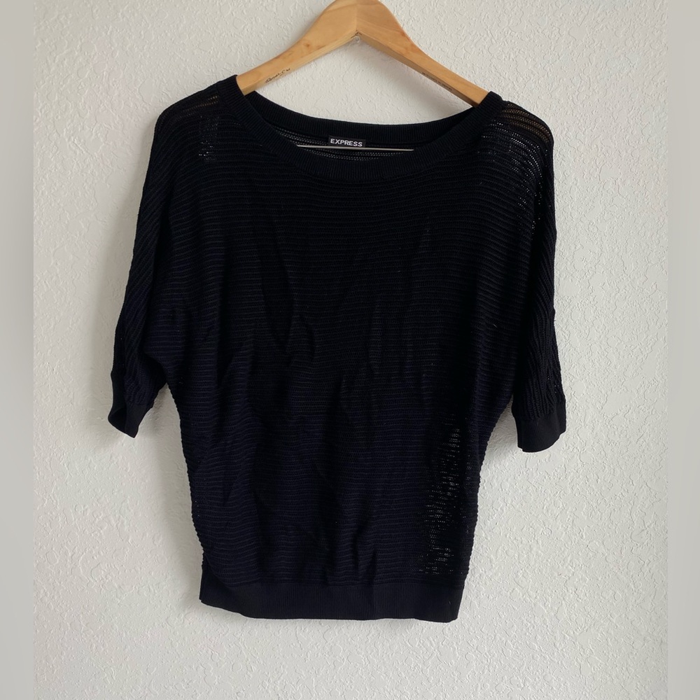 Express White Open knit Dolman sweater Women